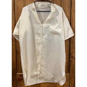 Victoria's Secret Sleepshirt Women Medium Ivory Solid Soft Comfort Feel Nighties